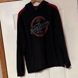 Harley-Davidson Men's Black Hoodie with Red Accents